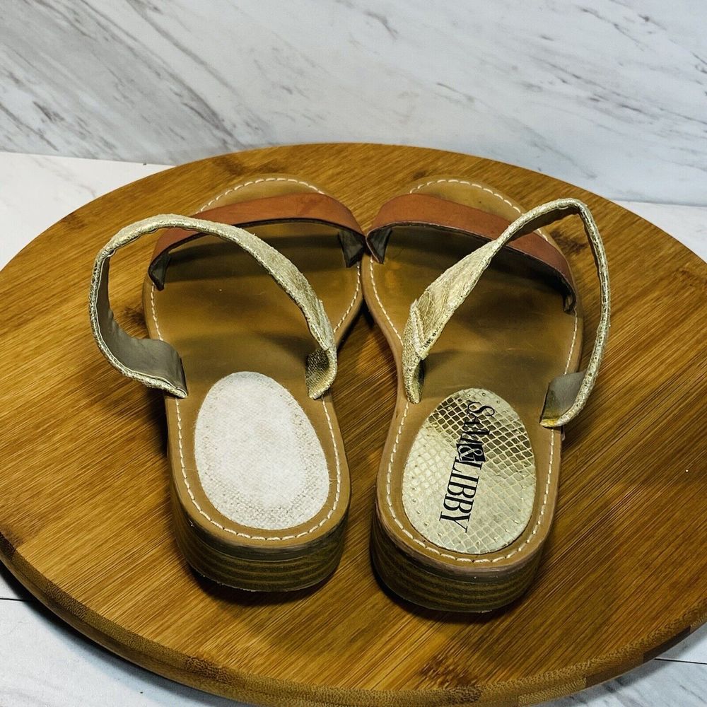 Sam & Libby Womens Gold Brown Toni Two Straps Slide Sandals Size 8.5 - Picture 4 of 6